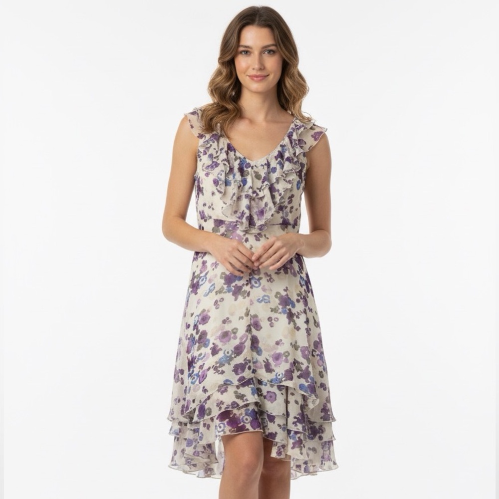 NWT Cream Floral Ruffle Dress by Lauren Conrad